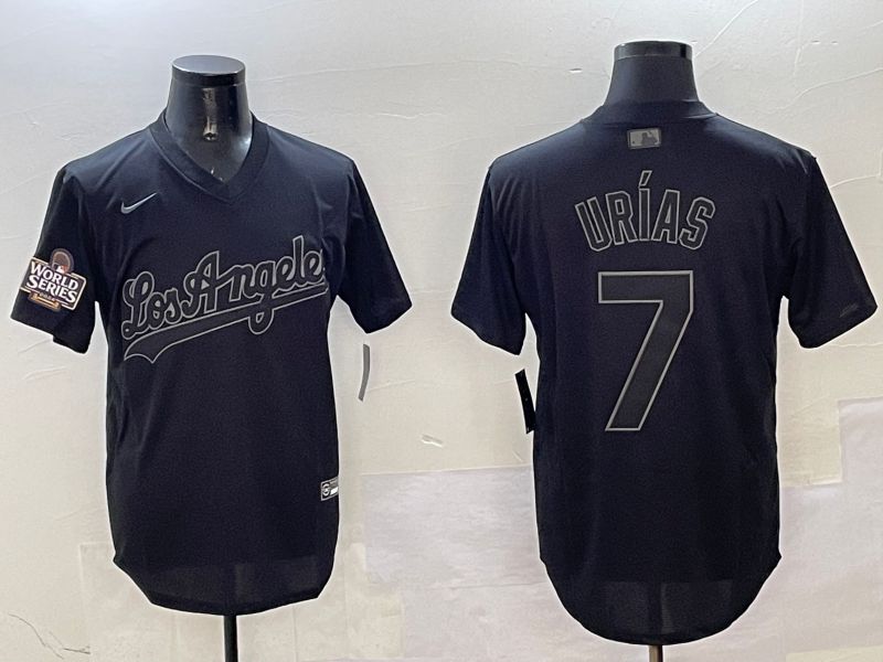 Men Los Angeles Dodgers #7 Urias Black Fashion Game 2025 Nike MLB Jersey style 3187